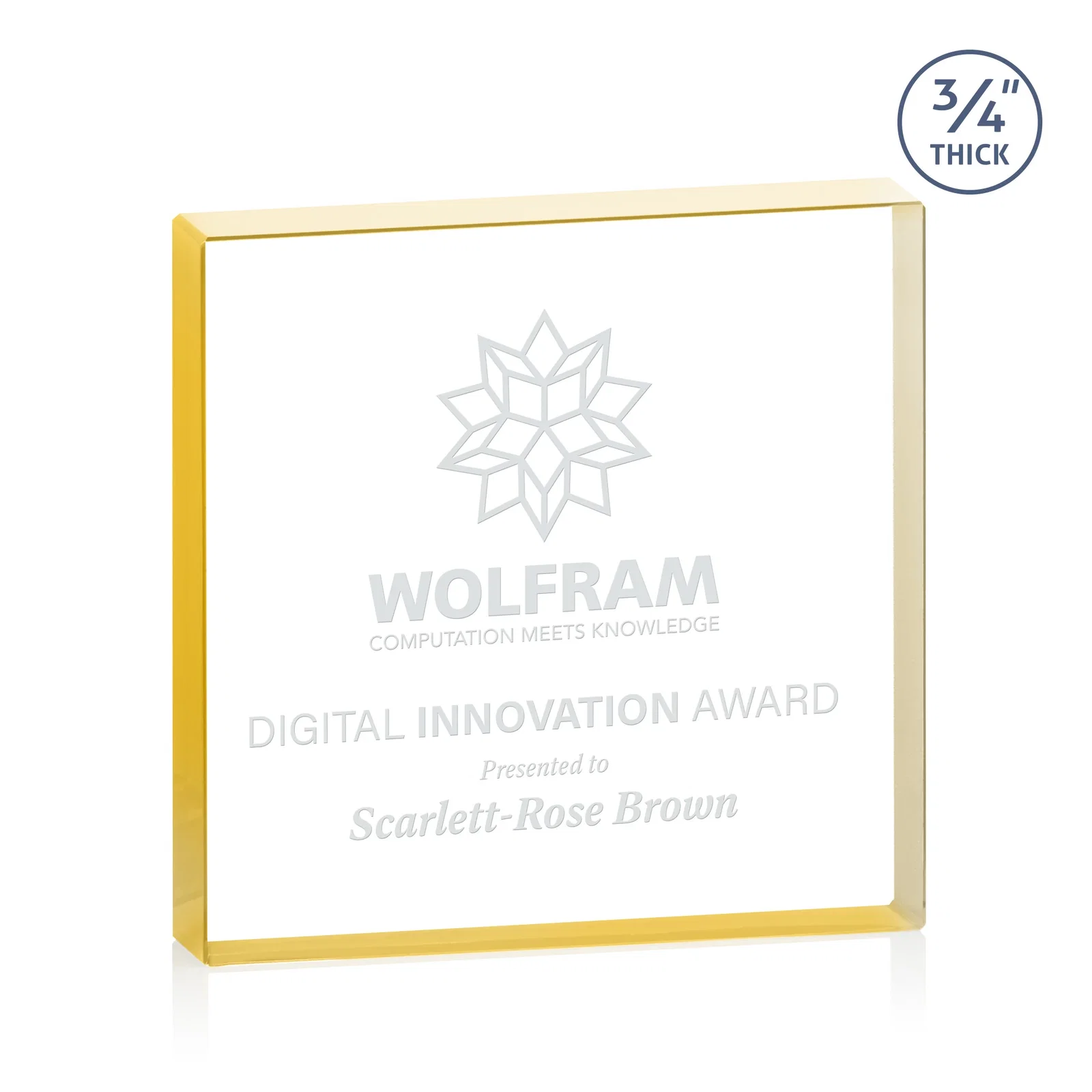 Custom Starfire Crystal Square Award With Five Graduated Sizes, desk awards for volunteer appreciation