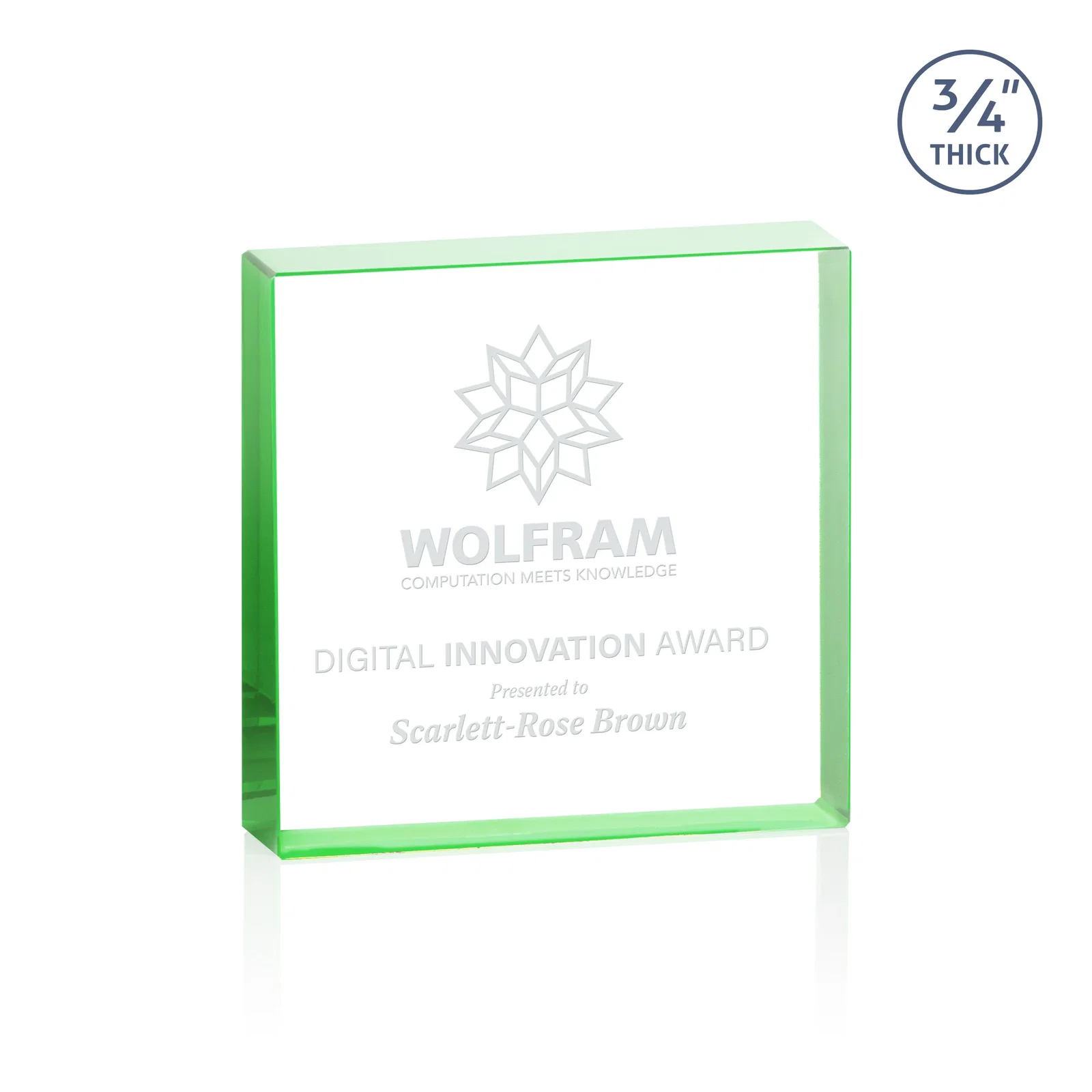Personalized Starfire Crystal Square Award With Five Graduated Sizes, desk awards for corporate award ceremonies