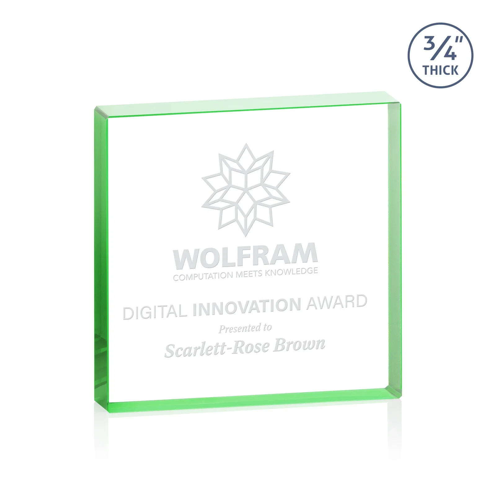 Personalized Starfire Crystal Square Award With Five Graduated Sizes, desk awards for service anniversary gifts