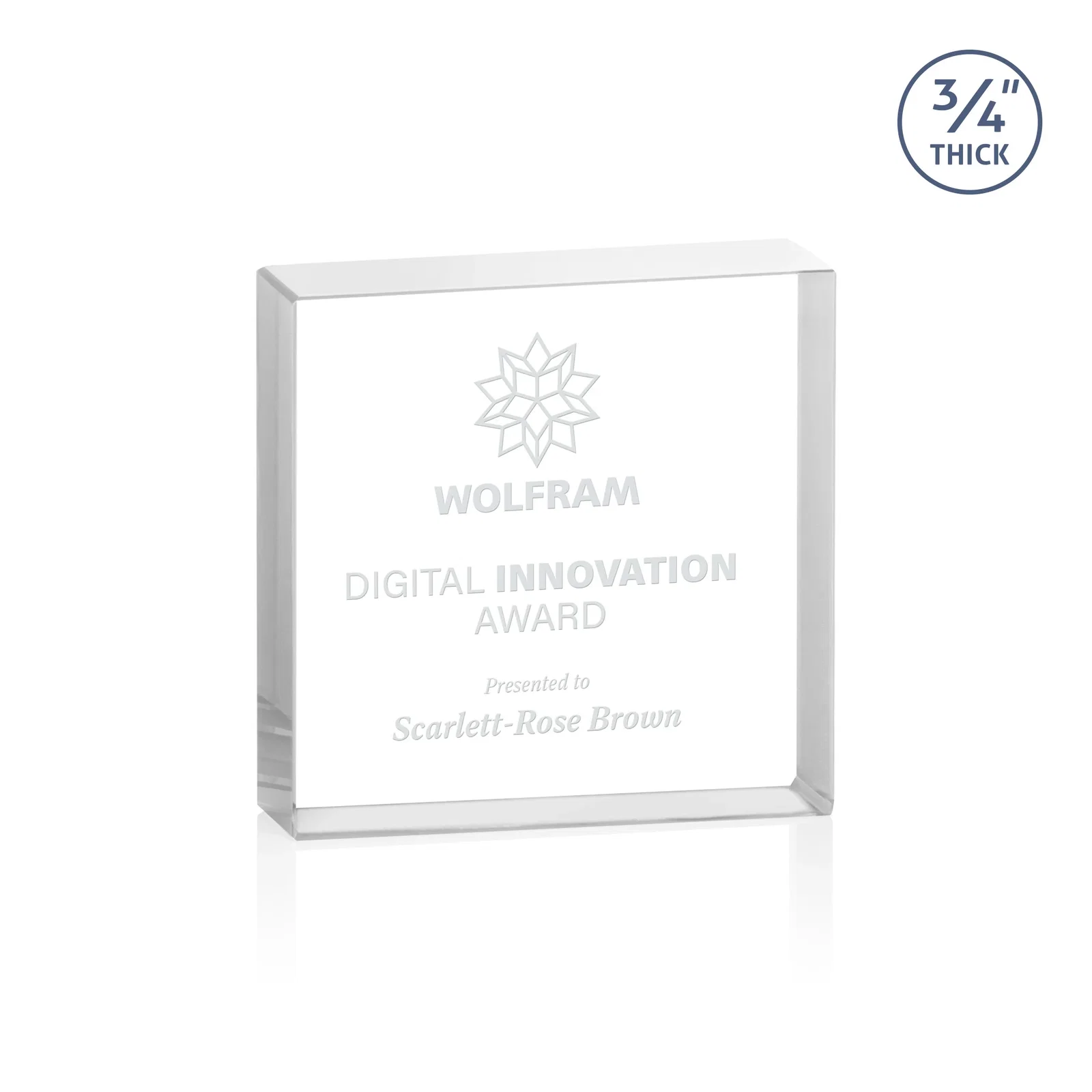 Custom Starfire Crystal Square Award With Five Graduated Sizes, desk awards for corporate award ceremonies