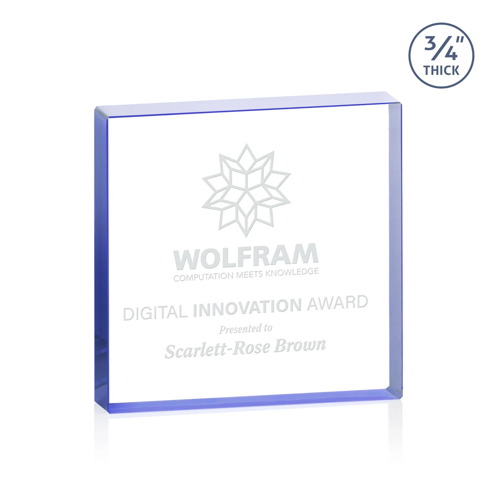 Personalized Starfire Crystal Square Award With Five Graduated Sizes, desk awards for graduation ceremonies