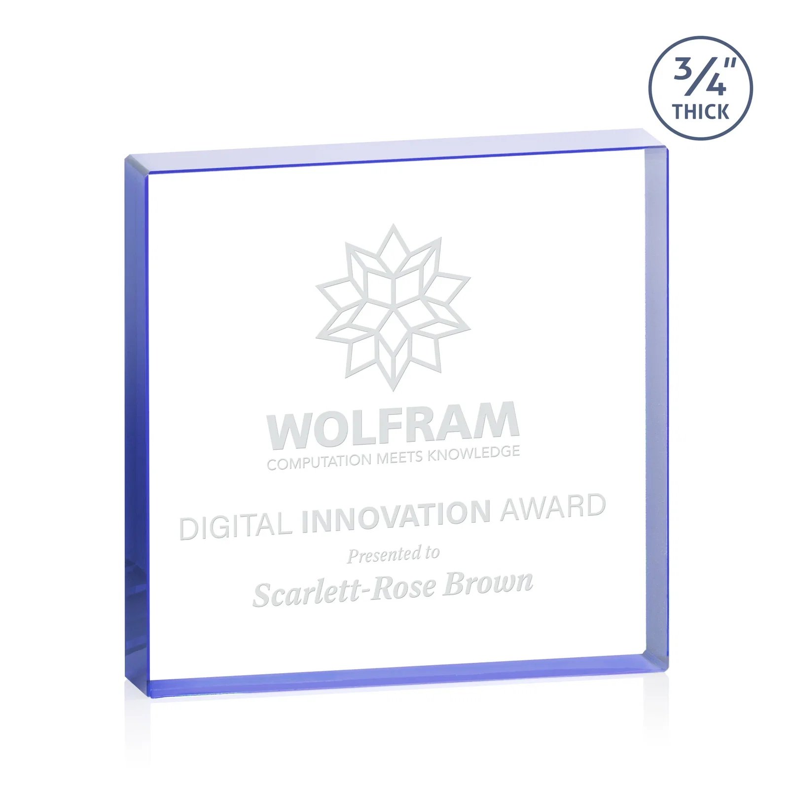 Personalized Starfire Crystal Square Award With Five Graduated Sizes, desk awards for safety achievement programs
