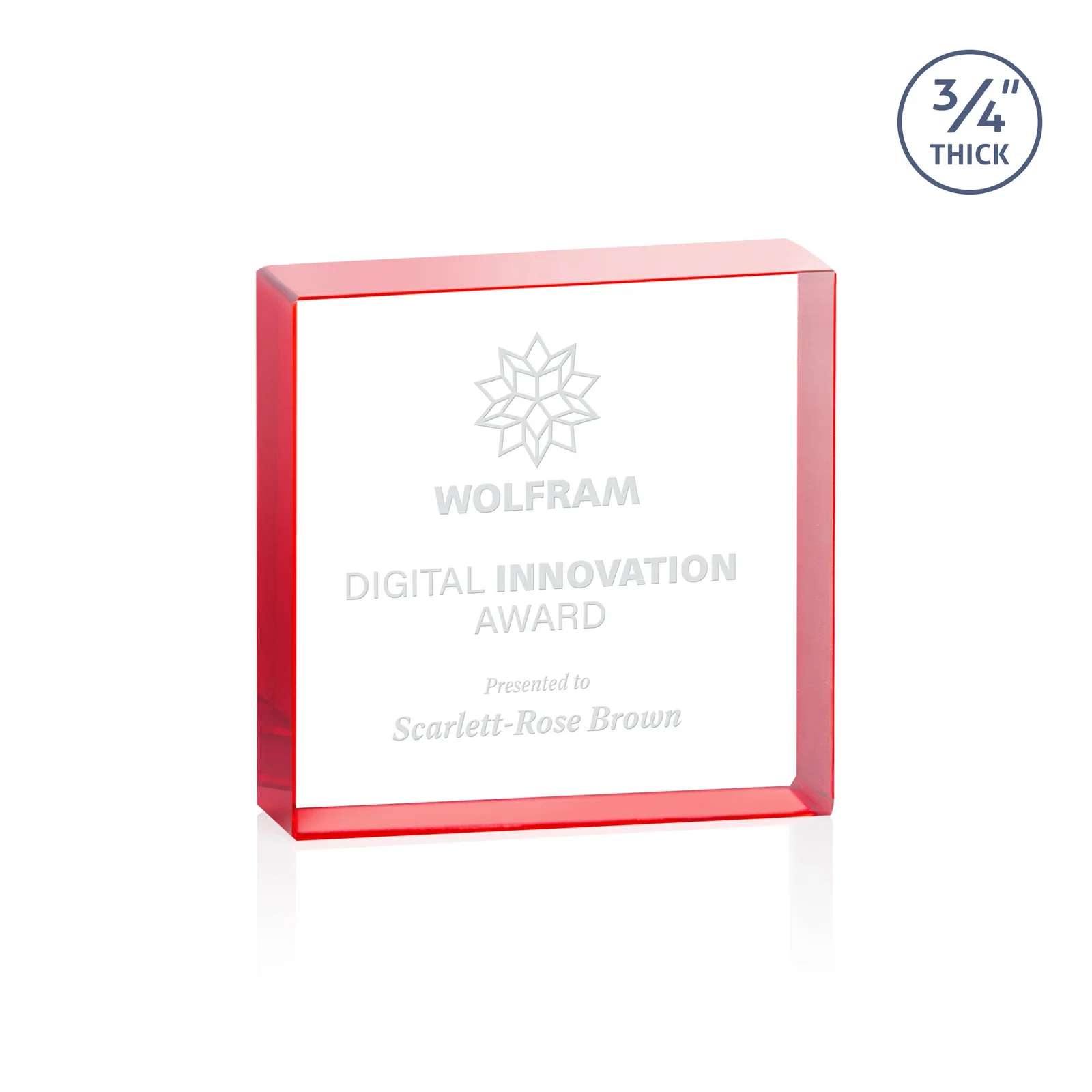 Personalized Starfire Crystal Square Award With Five Graduated Sizes, desk awards for dealer and partner awards