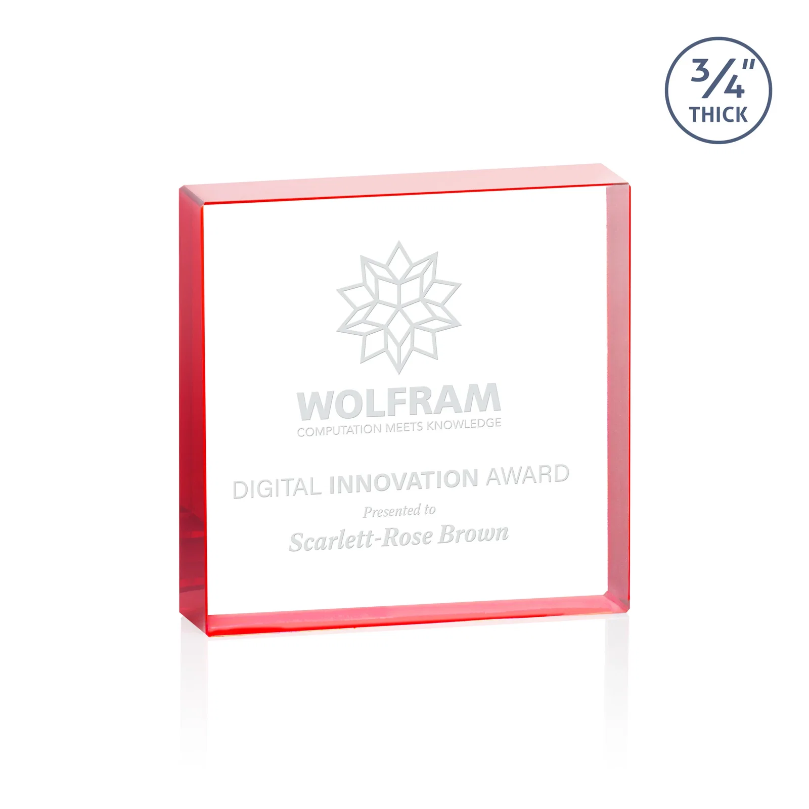Personalized Starfire Crystal Square Award With Five Graduated Sizes, desk awards for company anniversary events