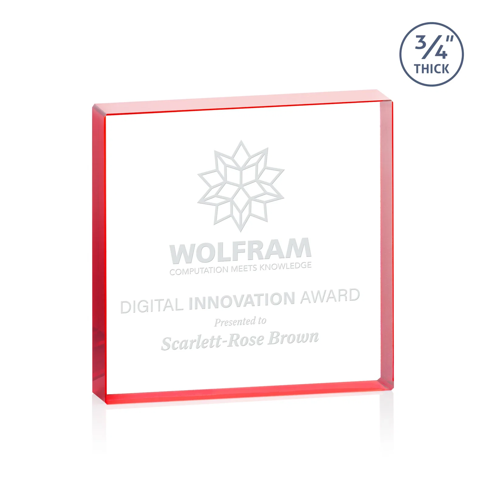 Promotional Starfire Crystal Square Award With Five Graduated Sizes, desk awards for employee recognition