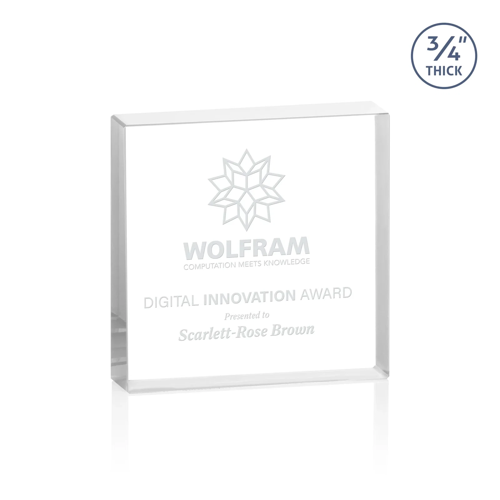 Custom Starfire Crystal Square Award With Five Graduated Sizes, desk awards for service anniversary gifts