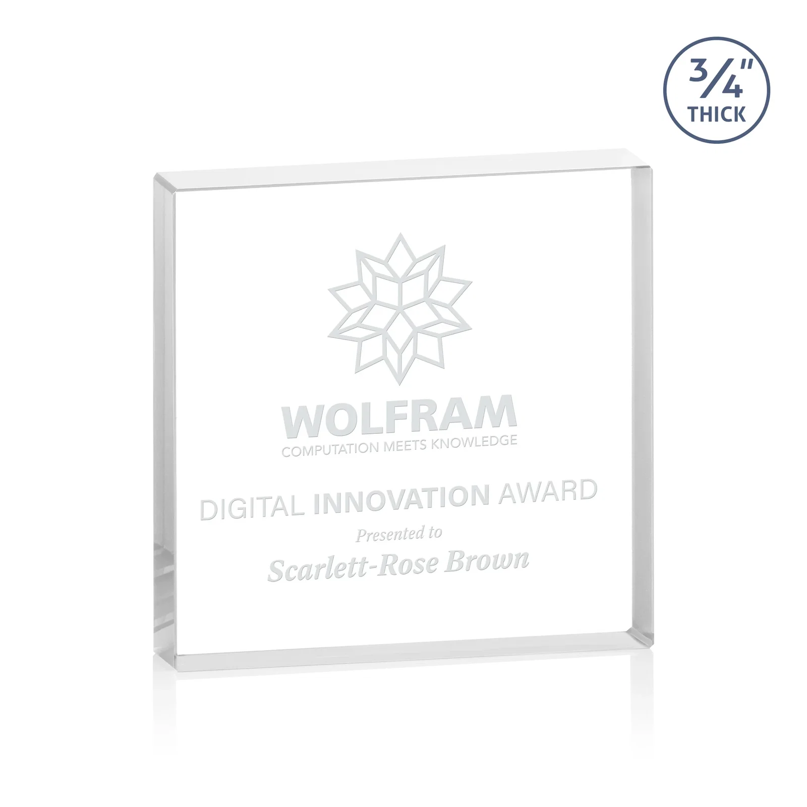 Custom Starfire Crystal Square Award With Five Graduated Sizes, desk awards for sales achievement awards