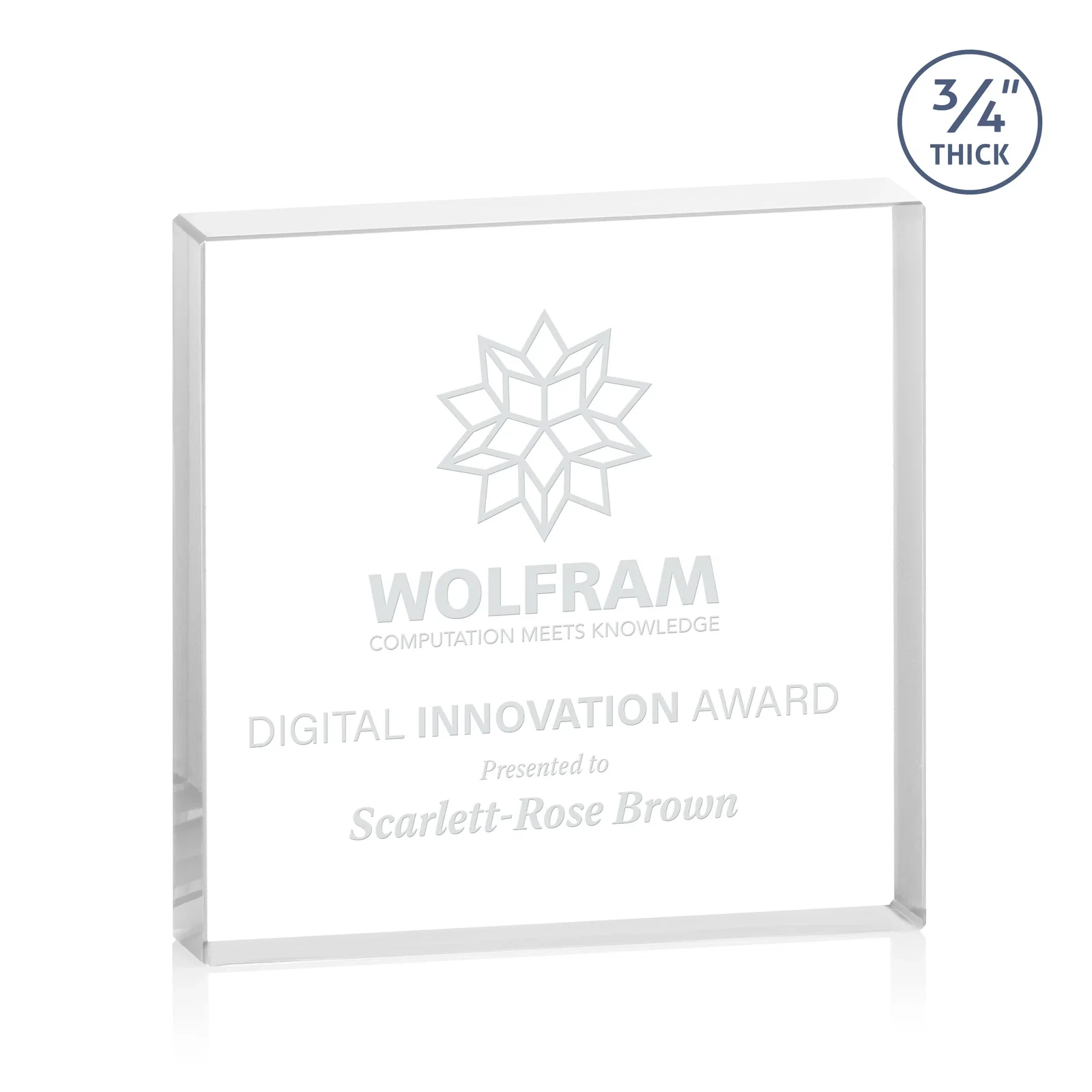 Custom Starfire Crystal Square Award With Five Graduated Sizes, desk awards for retirement presentations