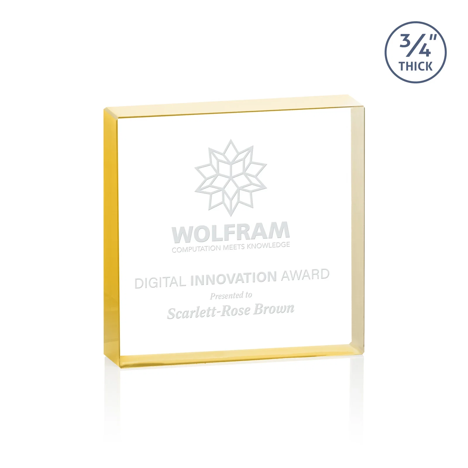 Custom Starfire Crystal Square Award With Five Graduated Sizes, desk awards for graduation ceremonies