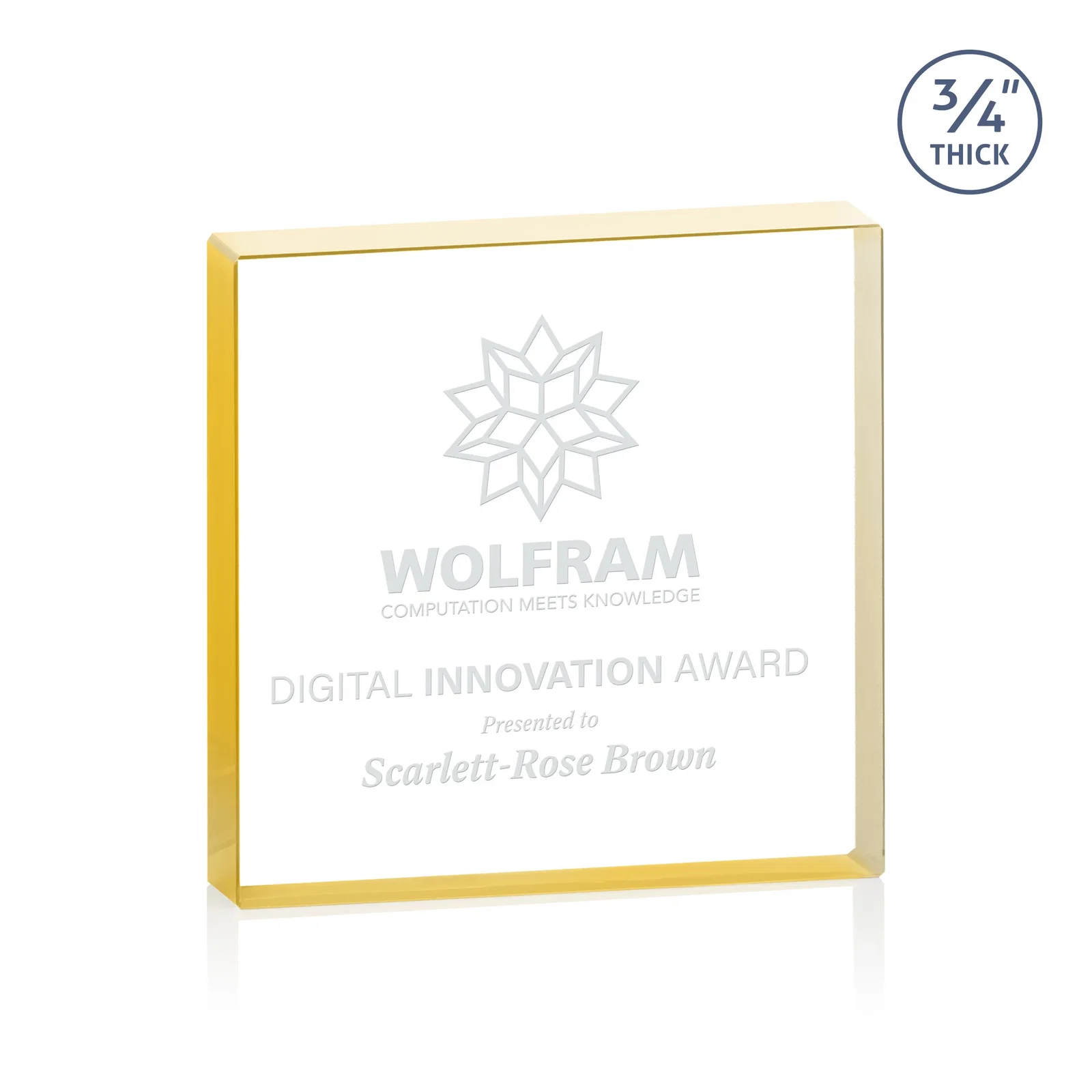 Custom Starfire Crystal Square Award With Five Graduated Sizes, desk awards for safety achievement programs