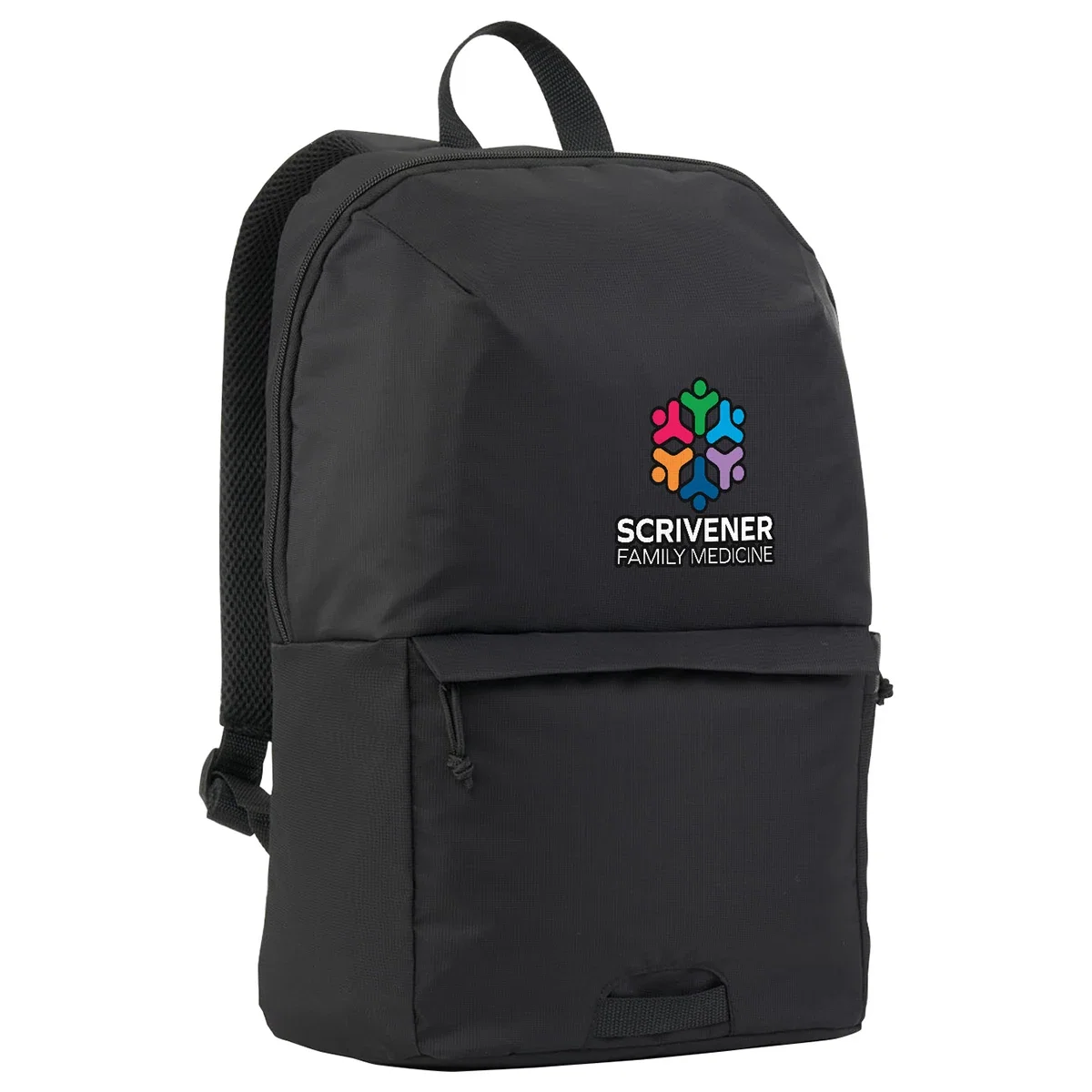 Back view of the Uptown Recycled Nylon Backpack highlighting the shoulder strap adjusters