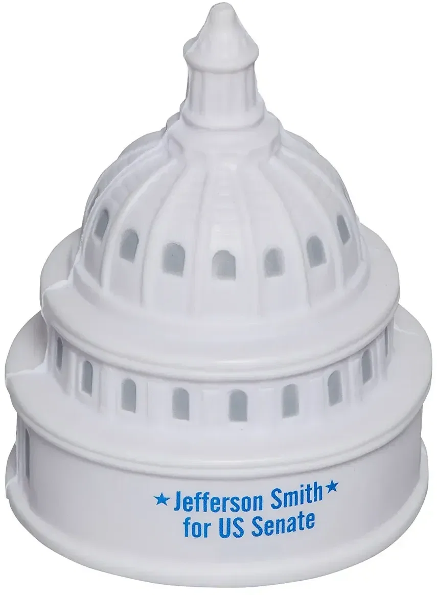 Custom US Capitol building promotional stress reliever squeeze toy for branded civic giveaways