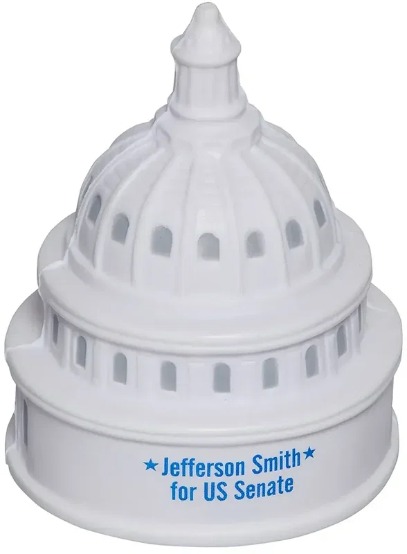 Custom US Capitol building promotional stress reliever squeeze toy for branded civic giveaways