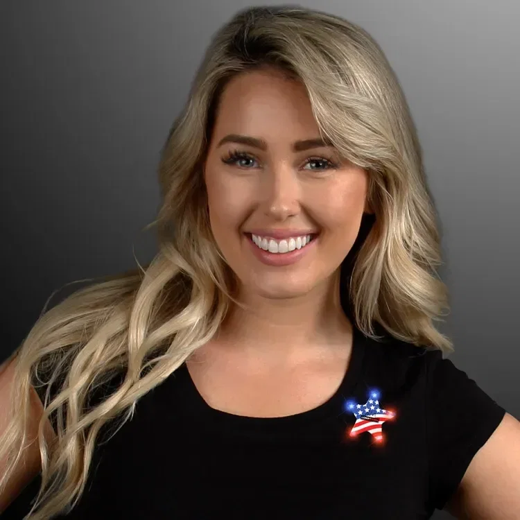 USA American Flag Star Flashing Pin — view 4
