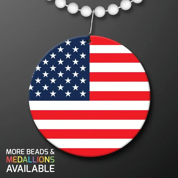 USA Flag Medallion for Beaded Necklace (Non Light Up) — view 2