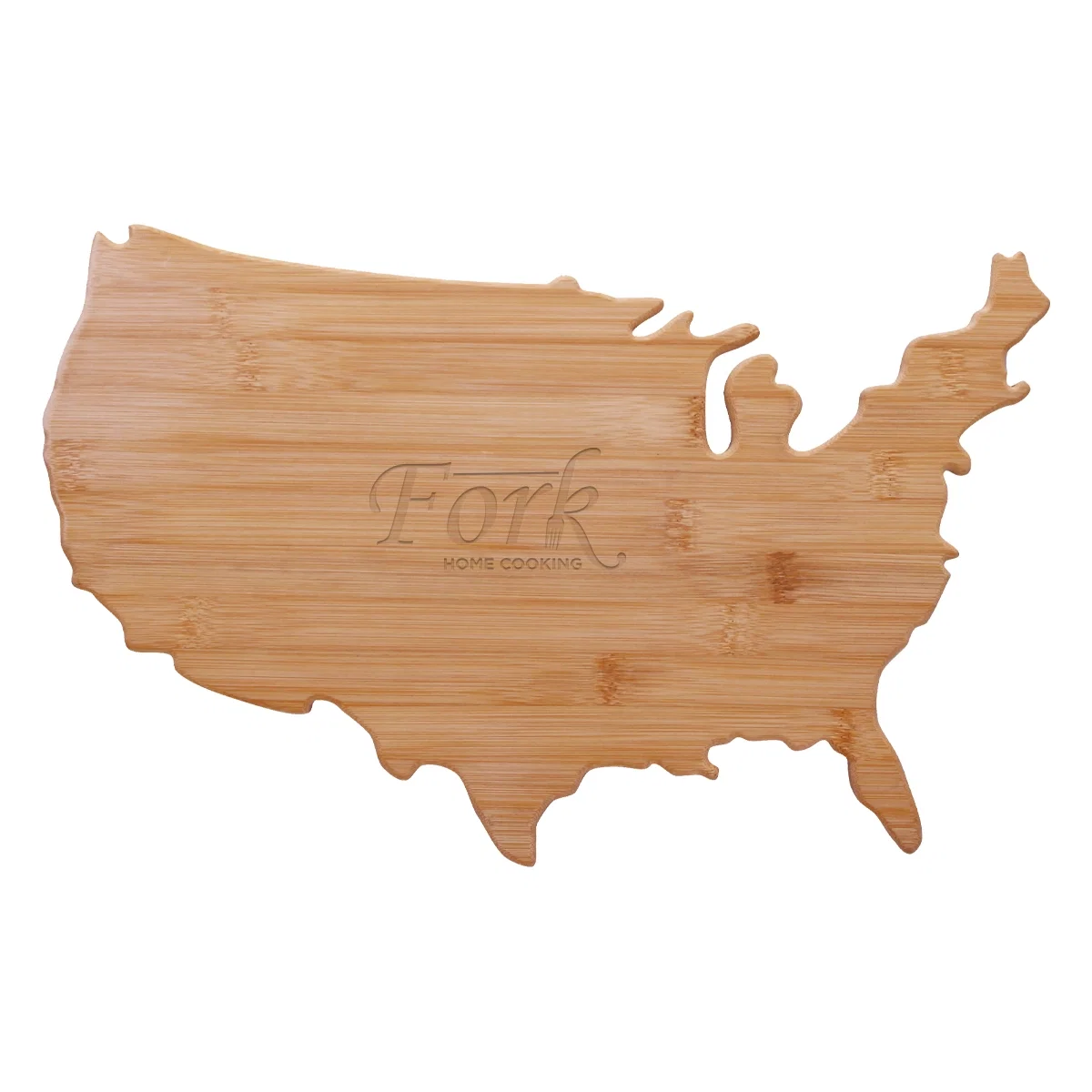 Bamboo cutting board cut in the shape of the United States