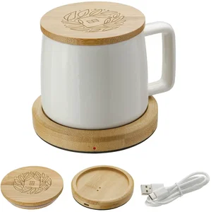 USB Bamboo Mug Warmer with Ceramic Mug