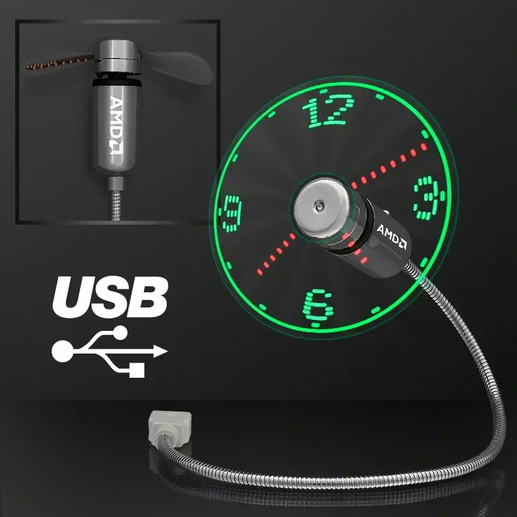 USB PoweRed LED Light Clock Desk Fan