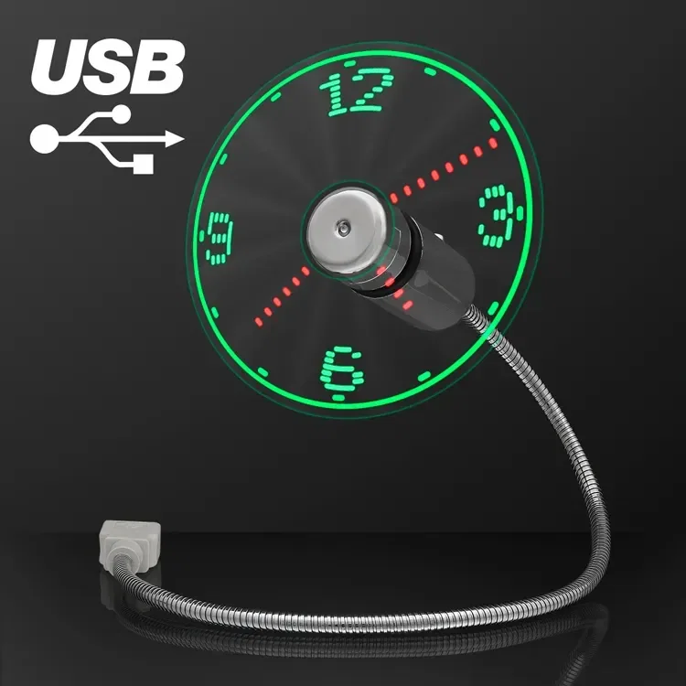 USB PoweRed LED Light Clock Desk Fan — view 2