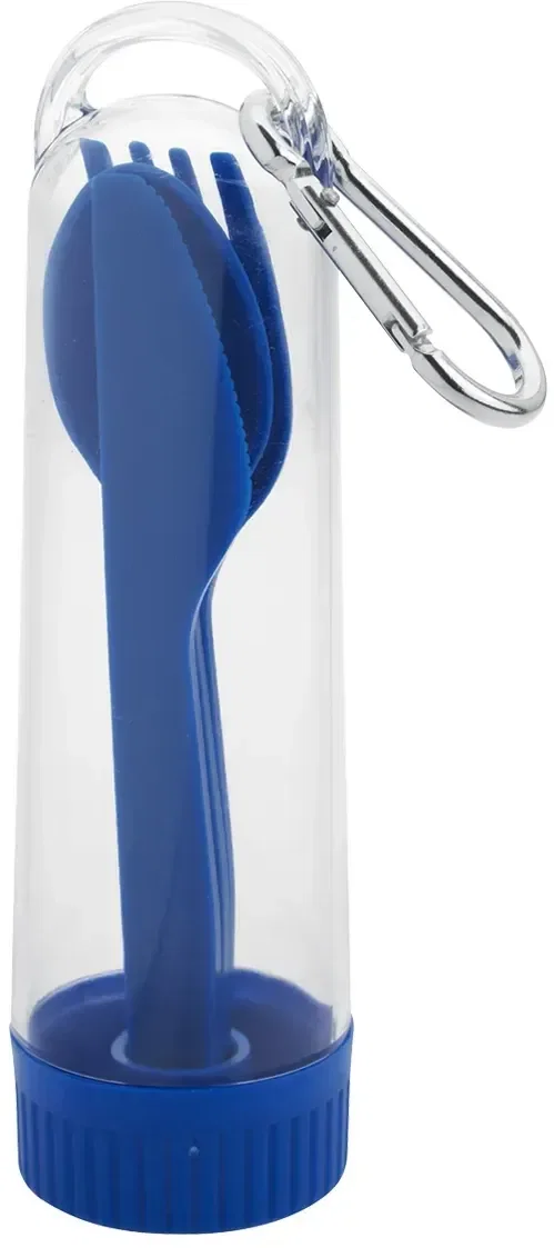 Three piece utensil set with carabiner for camping and travel