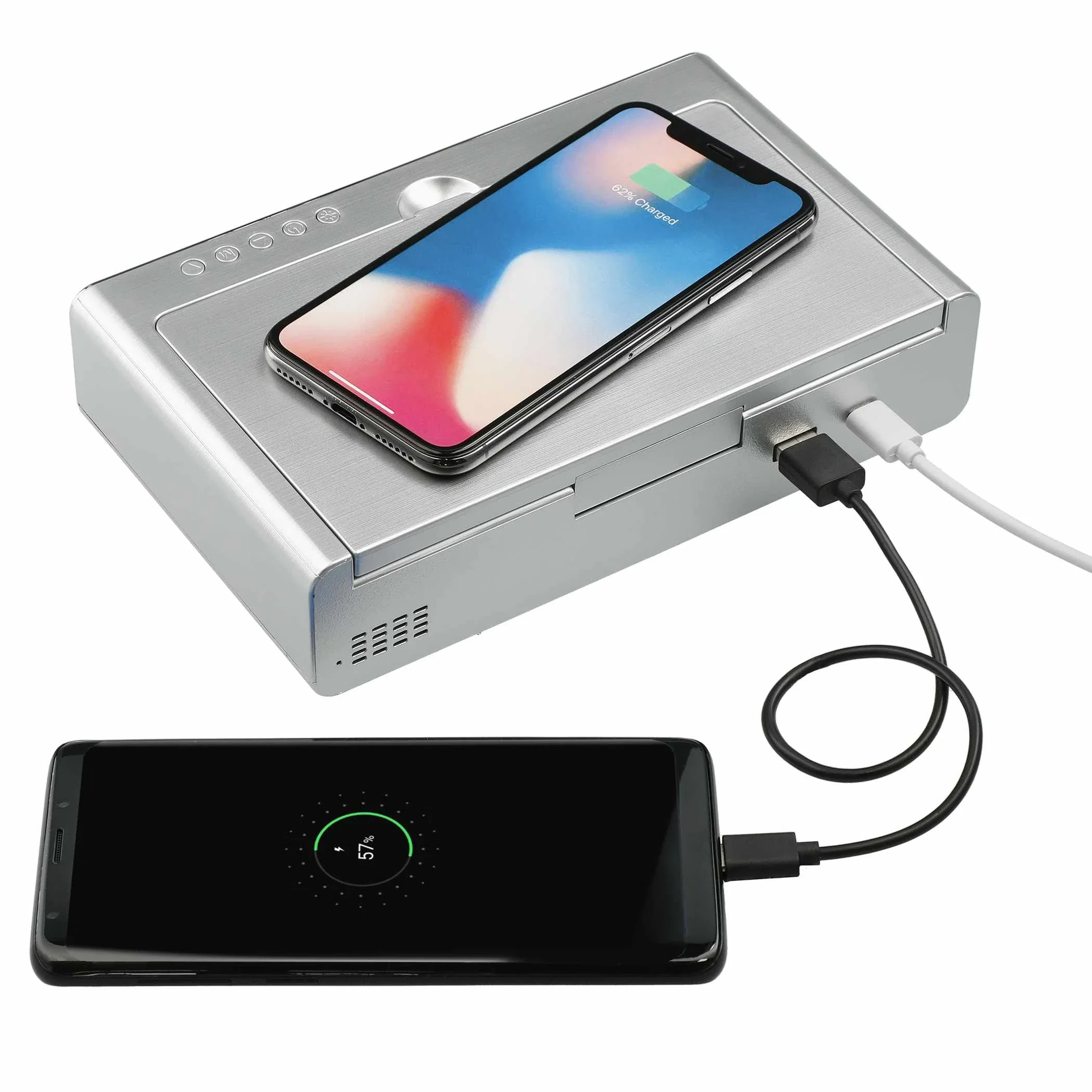 Branded UV Sanitizer Desk Clock with Wireless Charging — view 13