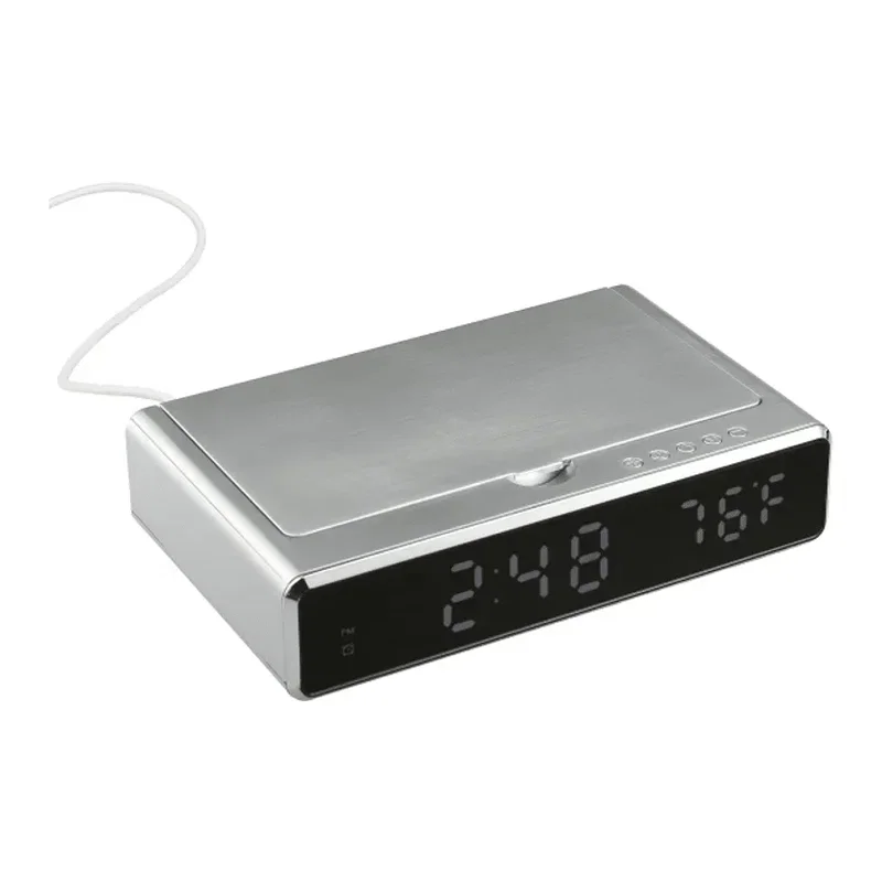Branded UV Sanitizer Desk Clock with Wireless Charging — view 5