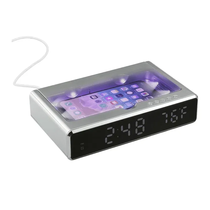 Branded UV Sanitizer Desk Clock with Wireless Charging — view 8