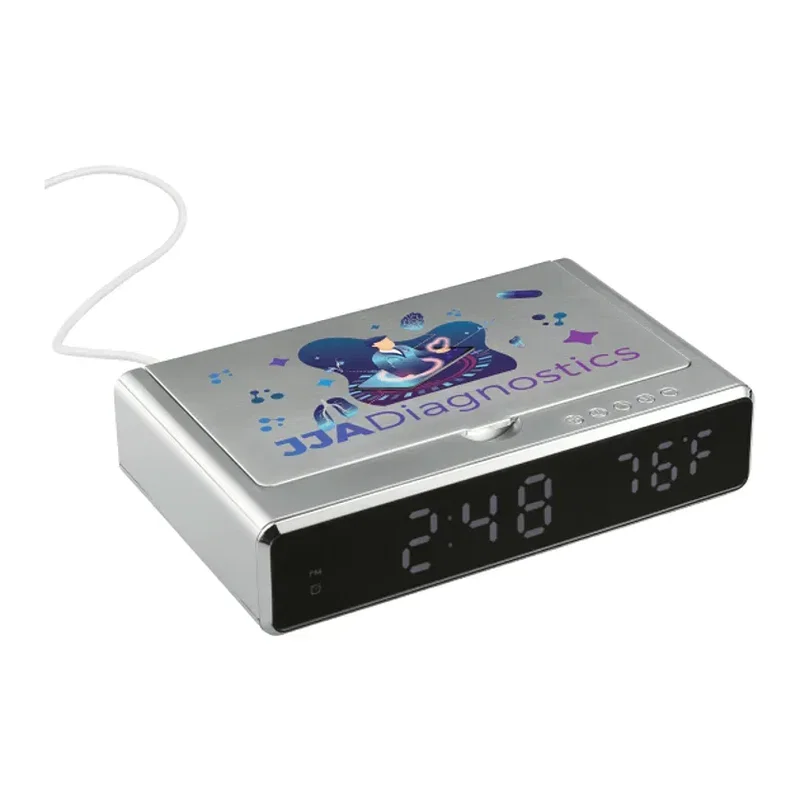Branded UV Sanitizer Desk Clock with Wireless Charging — view 9
