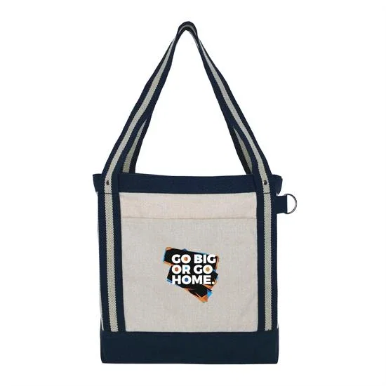 V Natural Striped Recycled Cotton Boat Bag