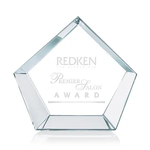 Thick Crystal Paperweight Etched on the Back Face