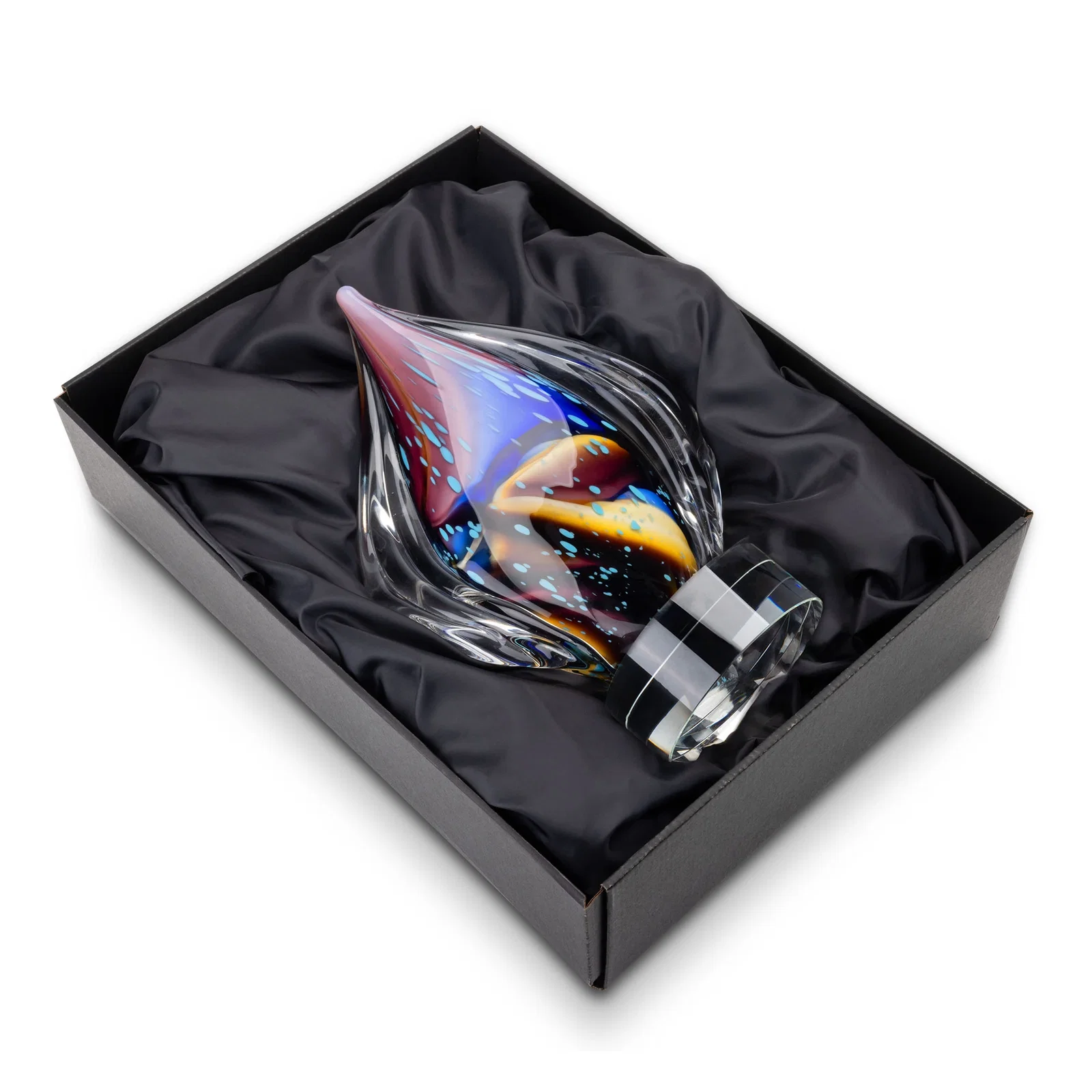 Custom Blue and Amber Glass Teardrop Award With Bubble Texture for sales achievement awards
