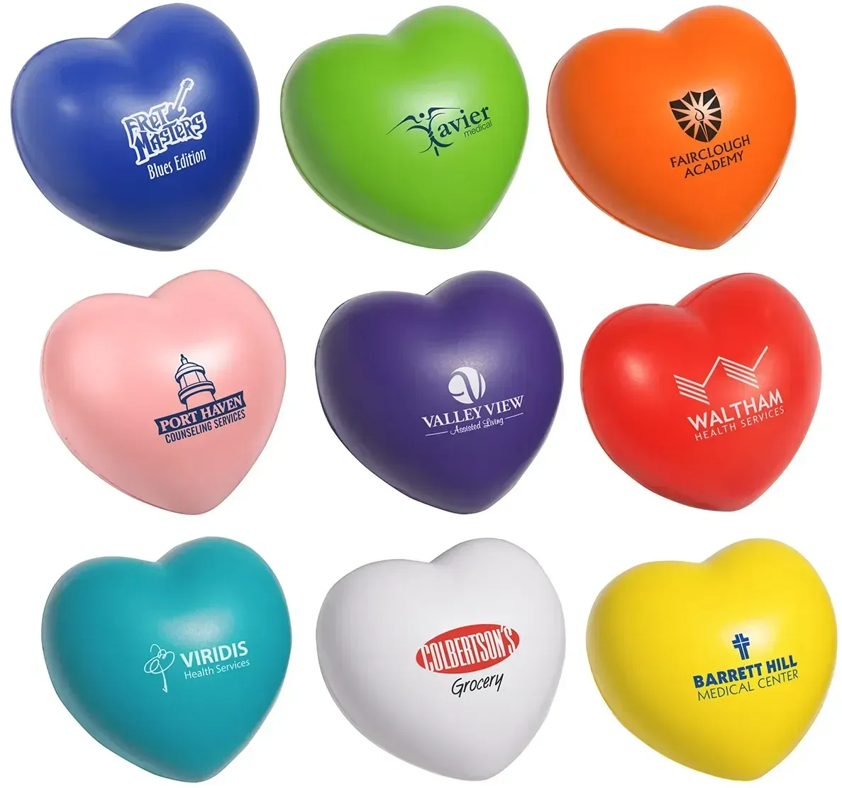 Heart-shaped stress reliever with custom logo, promotional branded squeeze toy for Valentine's