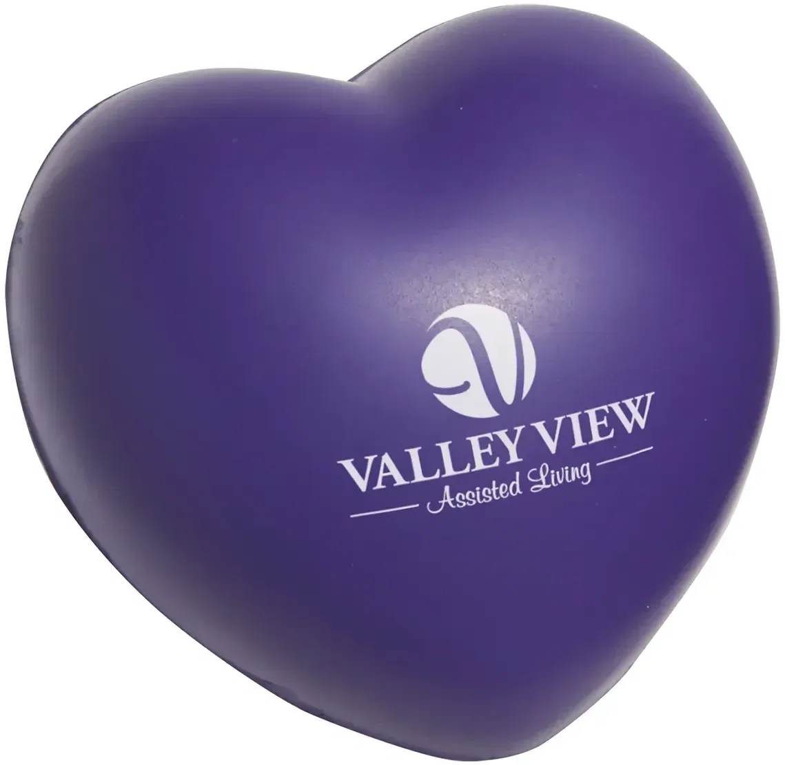 Valentine heart branded stress reliever side view, custom promotional squeeze toy