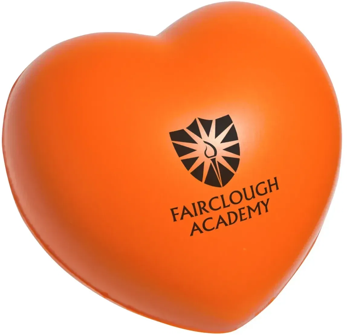 Heart-shaped stress reliever held in hand, promotional custom branded squeeze toy