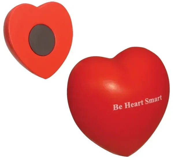 Valentine Heart Stress Reliever Magnet, a branded plump-heart squeeze toy fridge magnet for custom logo gifts