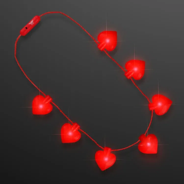 Valentine Hearts String Lights Necklace, 7 Bulbs — view 2