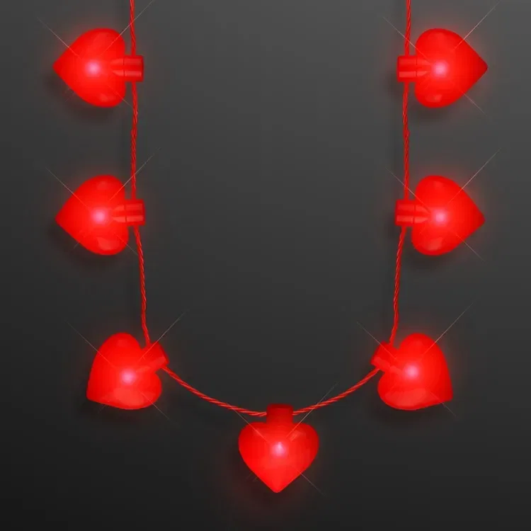 Valentine Hearts String Lights Necklace, 7 Bulbs — view 4