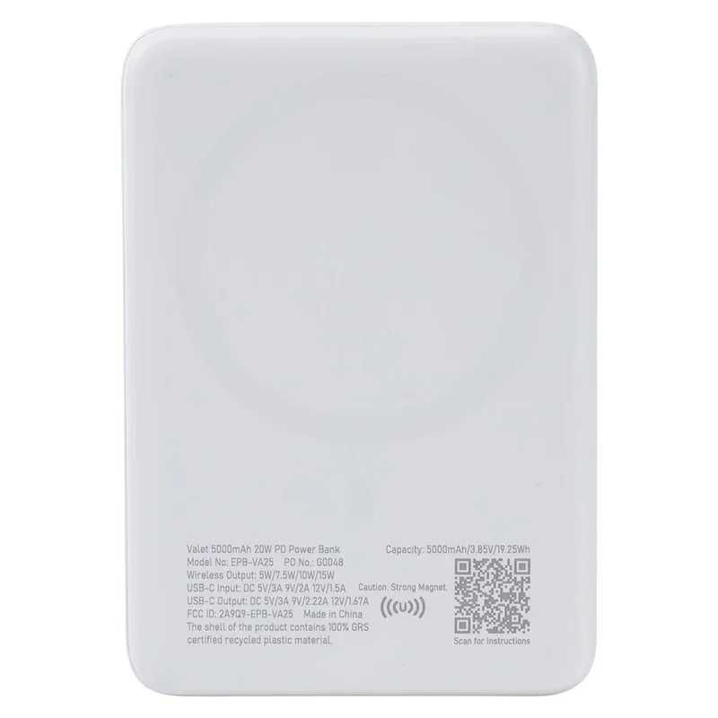 Promotional Valet magnetic power bank snapped to a phone, custom branded 5000mAh wireless charger
