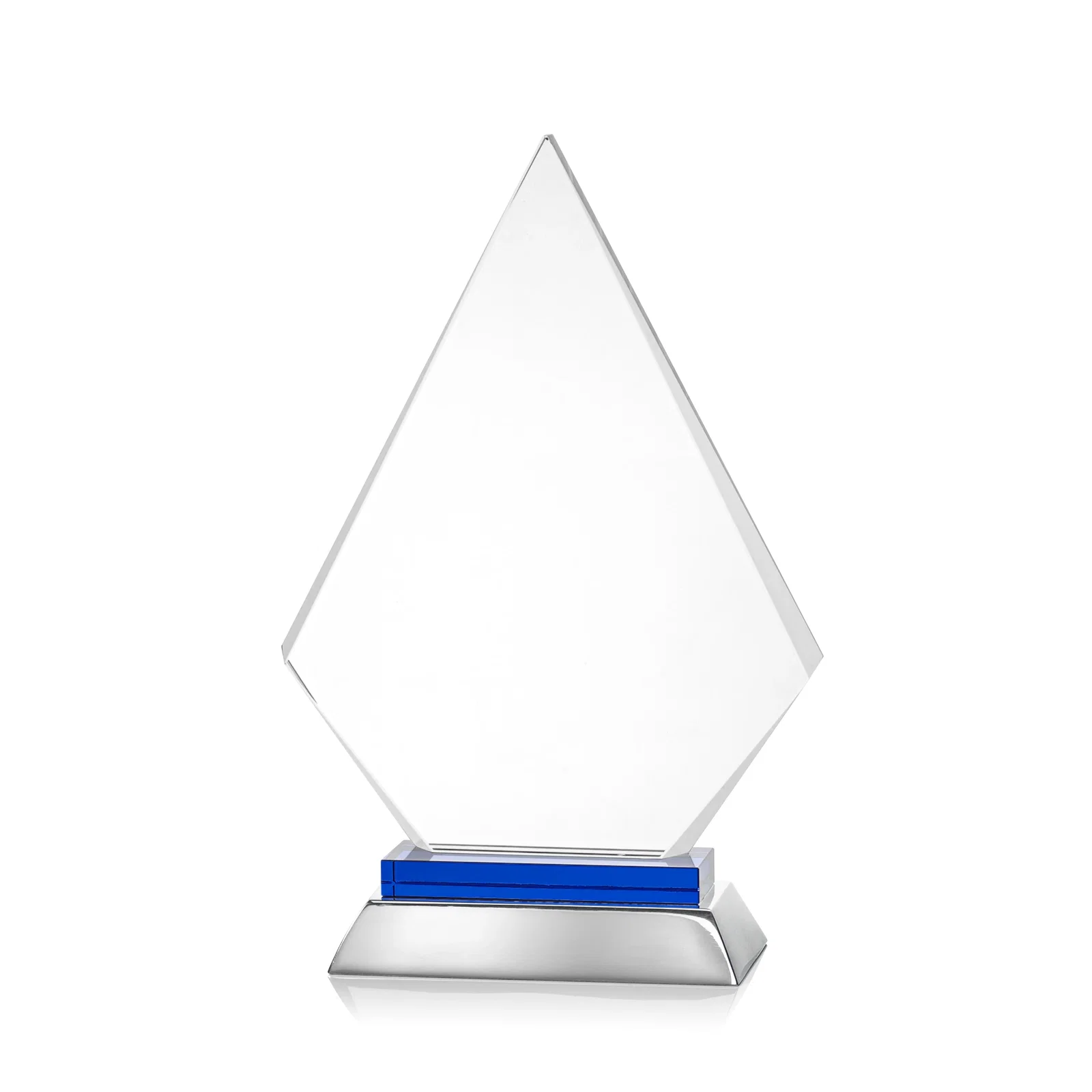 Branded Starfire Crystal and Aluminum Diamond Peak Award on Sapphire Base for employee recognition