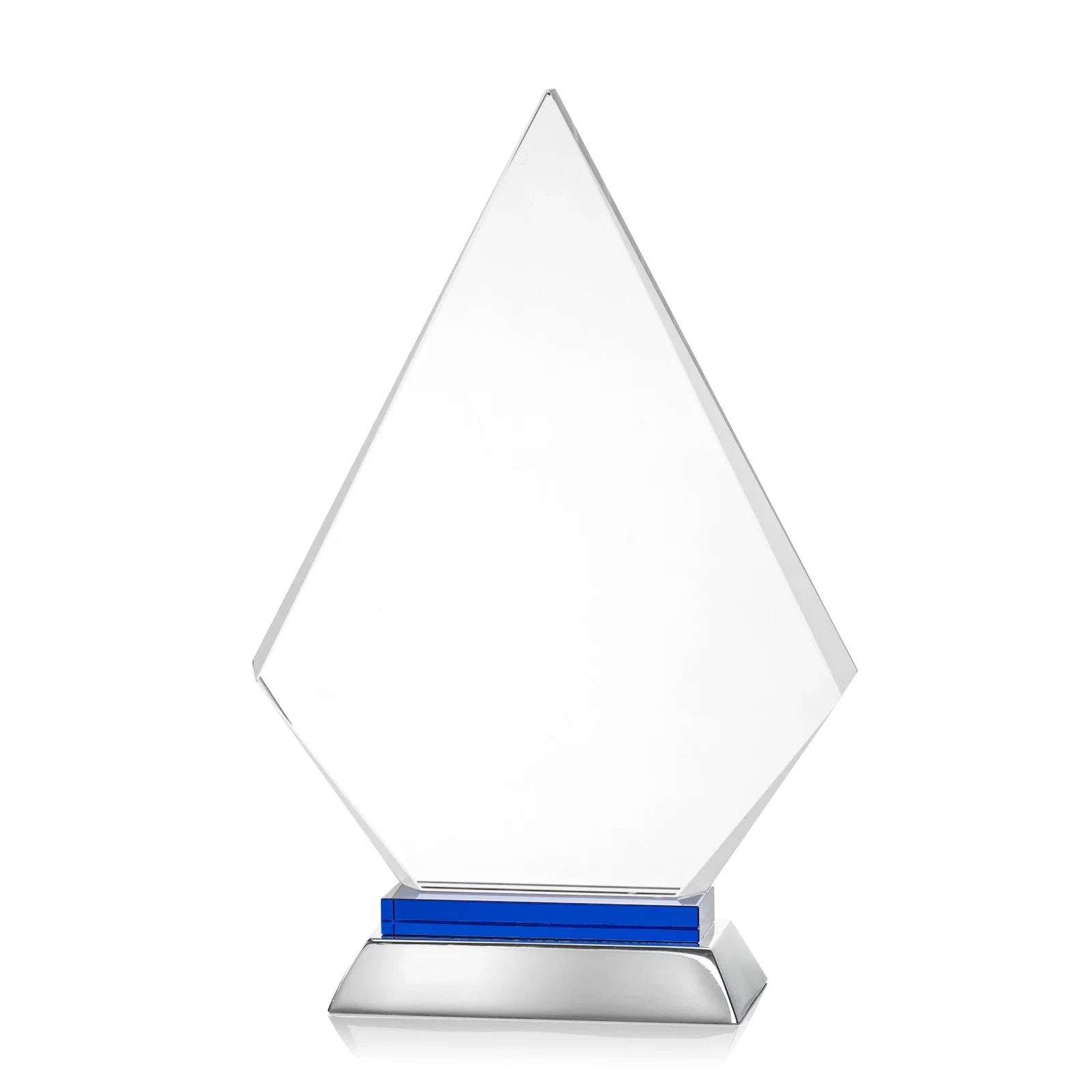Branded Starfire Crystal and Aluminum Diamond Peak Award on Sapphire Base for corporate award ceremonies