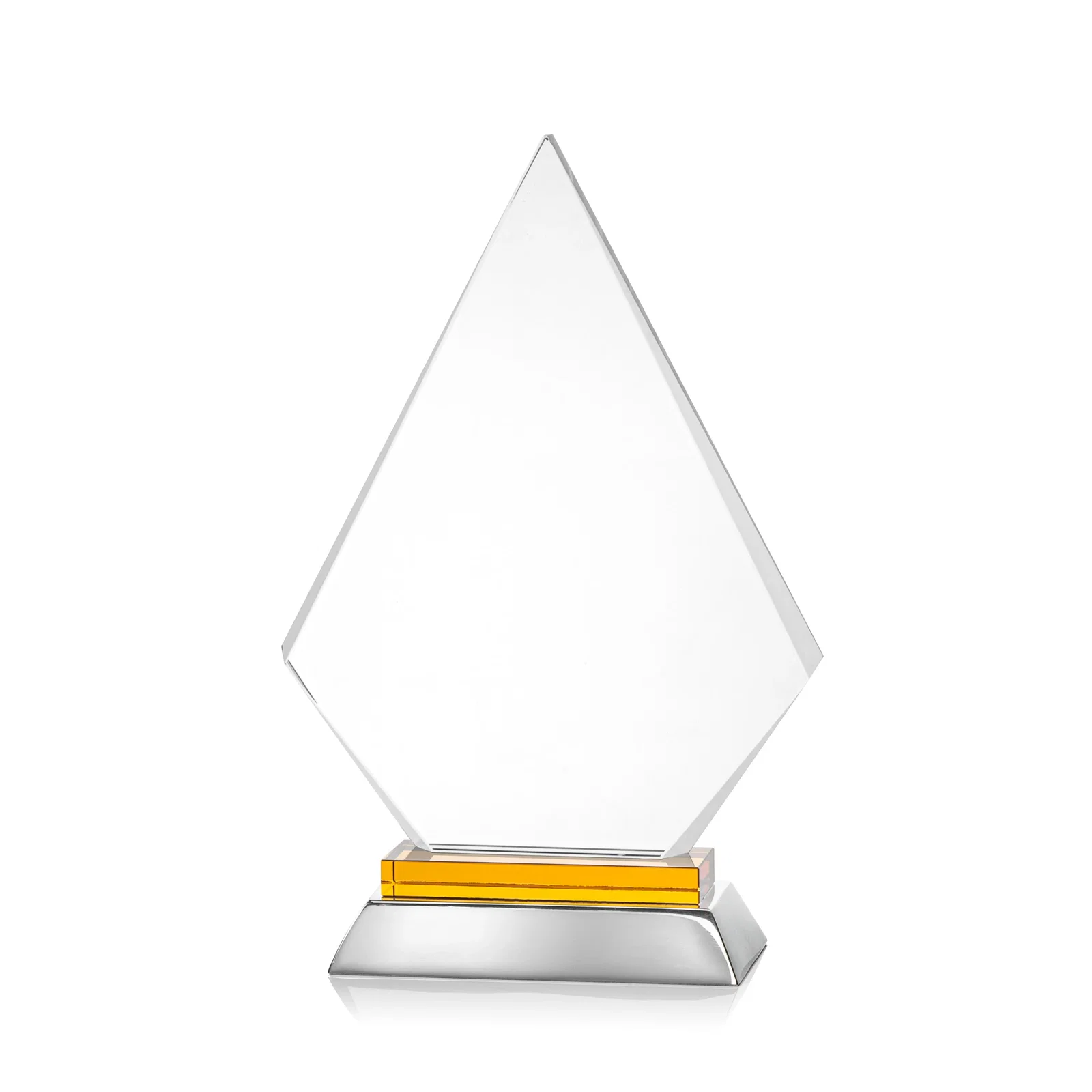 Branded Starfire Crystal and Aluminum Diamond Peak Award on Sapphire Base for service anniversary gifts