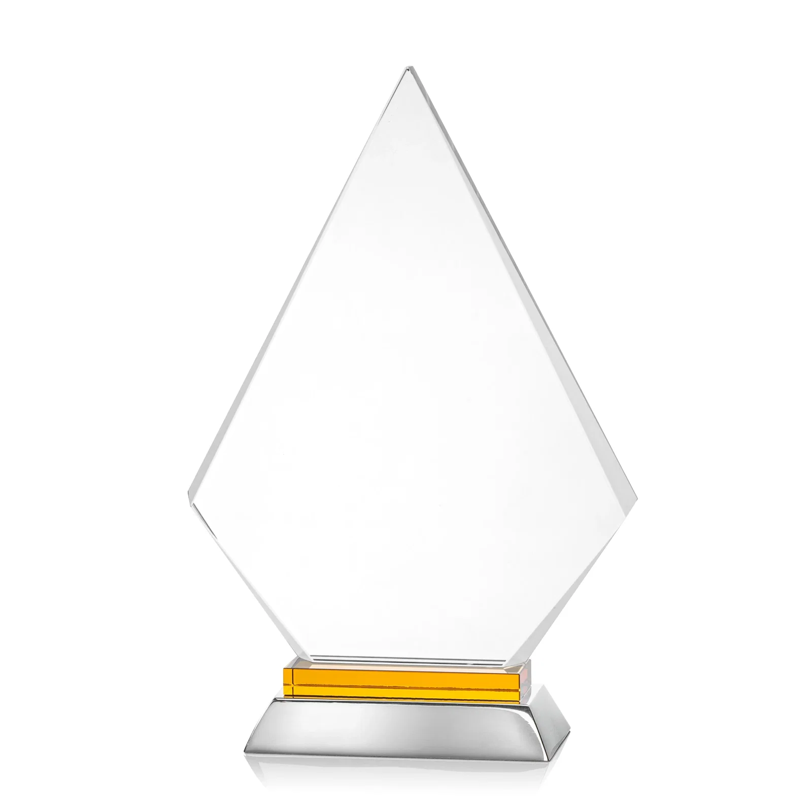 Branded Starfire Crystal and Aluminum Diamond Peak Award on Sapphire Base for sales achievement awards