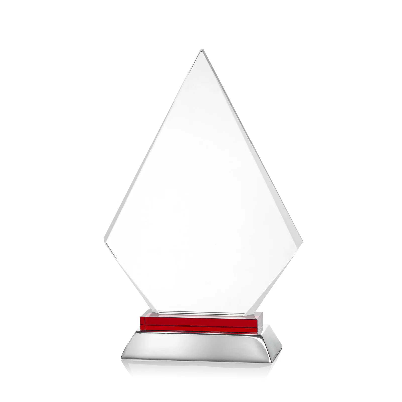 Branded Starfire Crystal and Aluminum Diamond Peak Award on Sapphire Base for company anniversary events