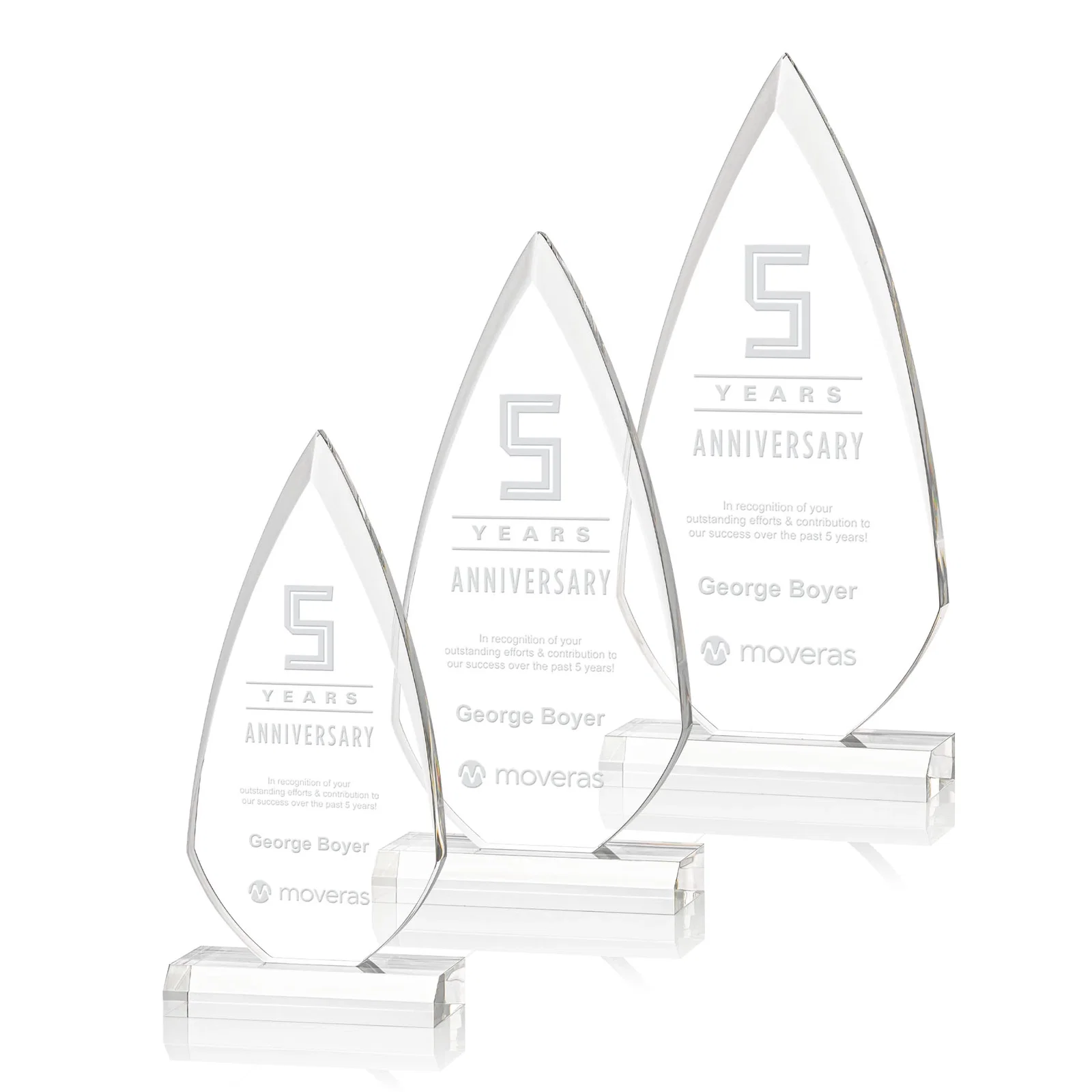 Custom Acrylic Arrowhead Award with Deep Bevels on Beveled Base for employee recognition