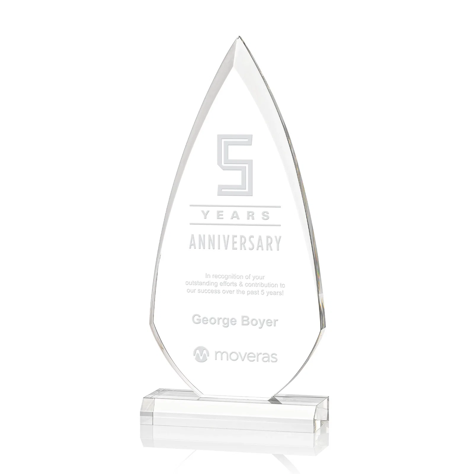 Custom Acrylic Arrowhead Award with Deep Bevels on Beveled Base for sales achievement awards