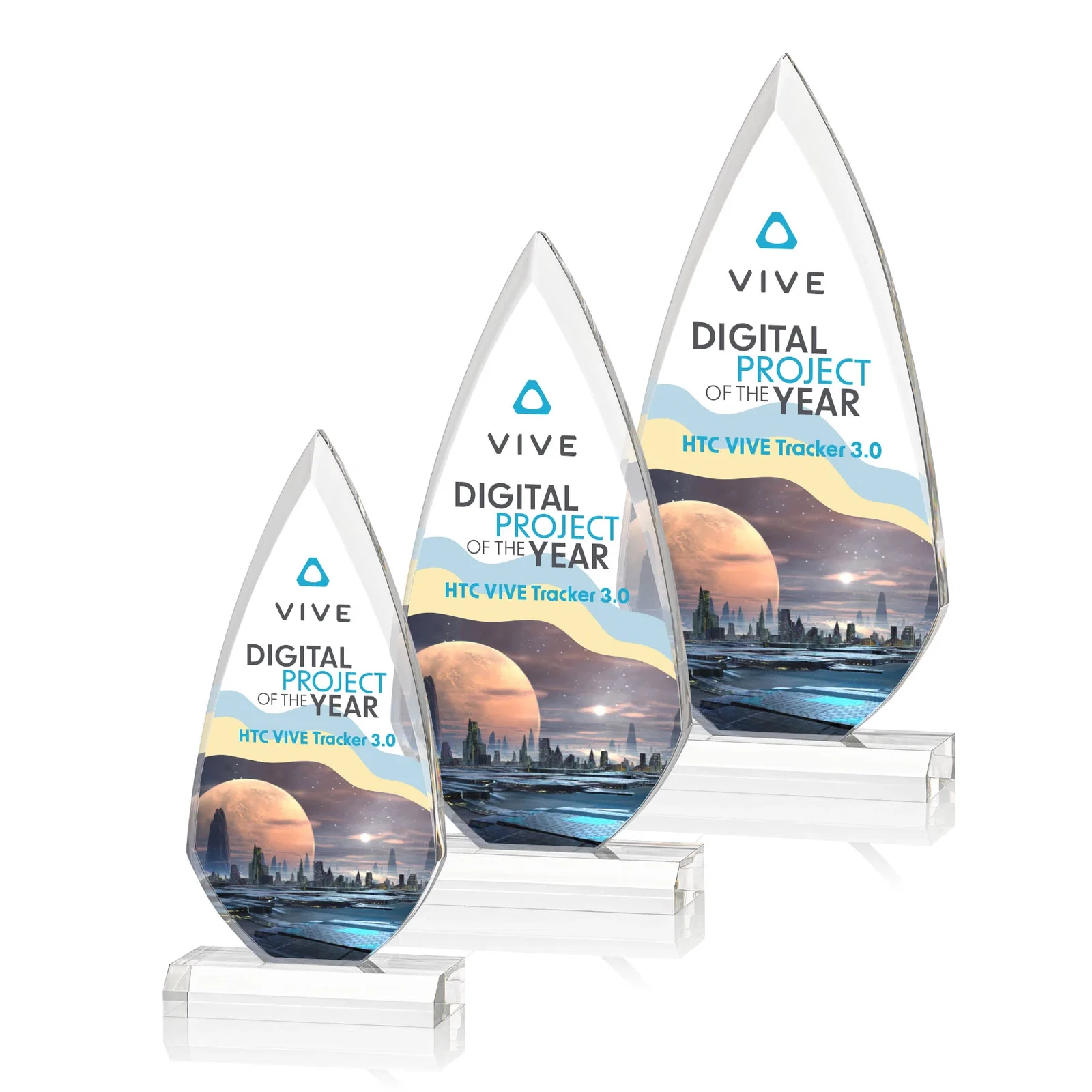 Custom Acrylic Arrowhead Award with Deep Bevels on Beveled Base for retirement presentations