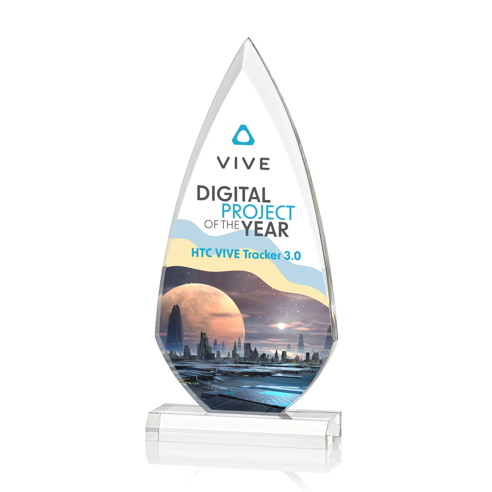 Custom Acrylic Arrowhead Award with Deep Bevels on Beveled Base for graduation ceremonies
