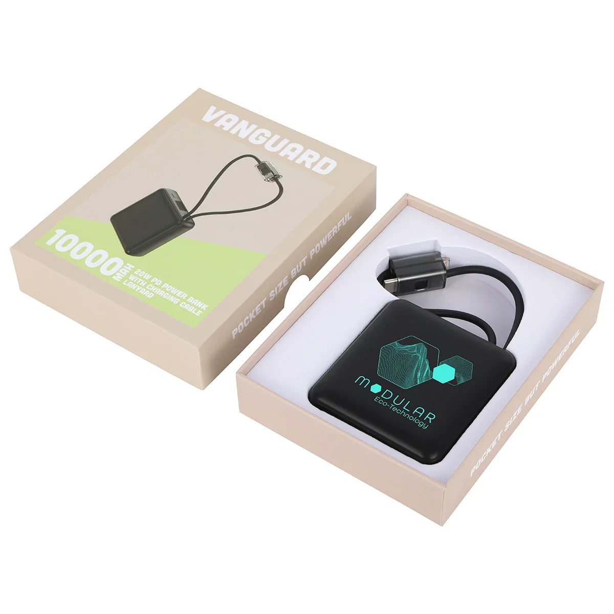 Vanguard 10000mAh Power Bank shown in its retail packaging