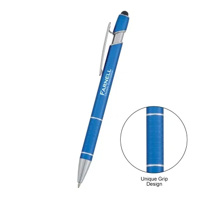 Ballpoint pen with a stylus tip and slanted grip
