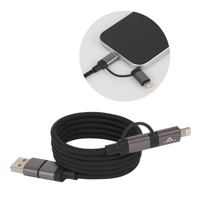 Custom Vector 4-in-1 MagSnap Charging Cable, front view of the coiled cable